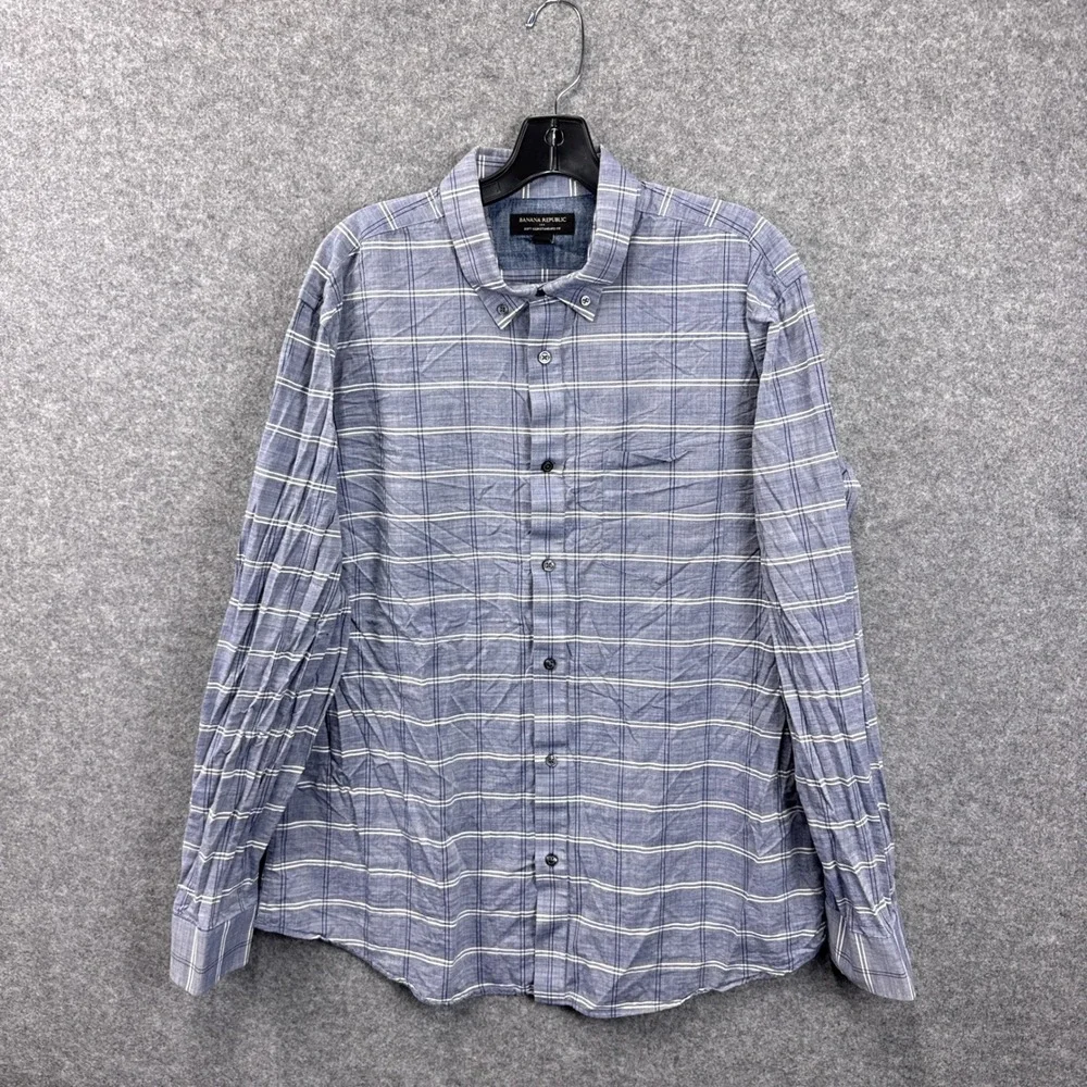 Banana Republic Mens XL Plaid Soft Wash Standard Fit Cotton Button Down Shirt